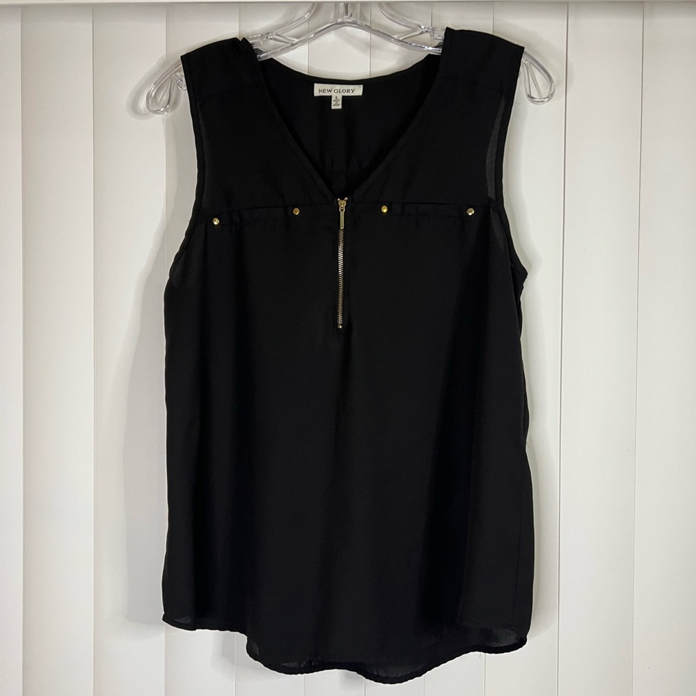 New Glory Black Tank Top with Zipper